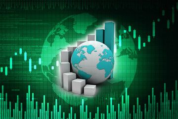 3d rendering Stock market online business concept. business Graph 