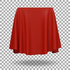 Red fabric covering a blank template vector illustration