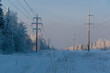 power line poles in winter