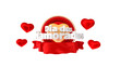 3D Label for Valentine's Day in Brazil. Valentine's day label with hearts with white background. 3d illustration