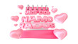 3D Label for Valentine's Day in Brazil. Valentine's day label with hearts with white background. 3d illustration