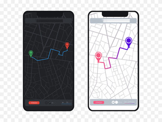 Poster - Map GPS navigation. City street map with pins. Route dashboard app. Vector route navigator.