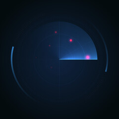 Aufkleber - Radar Screen. Hud display. Vector Radar interface on dark background.