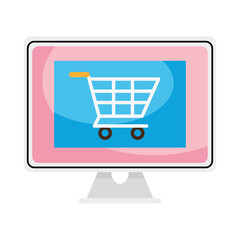Wall Mural - shopping cart in computer