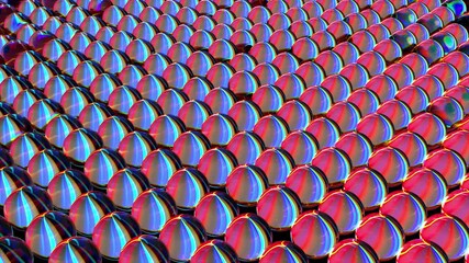 Poster - Endless rows 3d render balls in futuristic digital tracery. Grid molecules in creative cyberspace and modern graphic design. Scientific techno presentation structure elements of matter.
