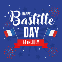 Poster - Happy bastille day flags