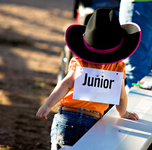 A Junior Cowbow At The Rodeo In Western Wyoming And The Ranches In The Bridger Valley. . 