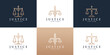 Set of law firm logo icon set with golden color. Symbol for Justice, Law Offices, Attorney services, lawyer, logo design inspiration.