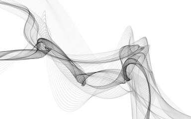 abstract background with monochrome wave lines on white background.