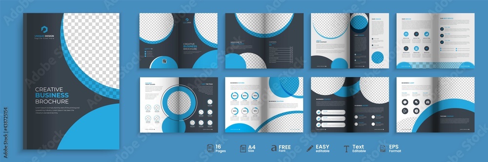 Vector de Stock 16 pages business proposals brochure, bi-fold brochure ...