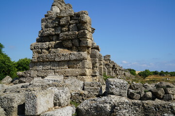 Wall Mural - Ancient city of Side, old historical buildings and ruins. Antalya TURKEY