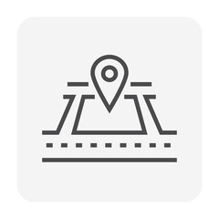 Wall Mural - land and gps pin vector icon. consist of empty area, position pin point, road and location. real est