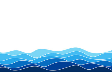 Wall Mural - Blue ocean wave line flowing sea pattern background banner vector