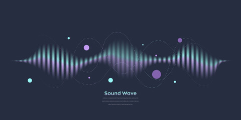 Wall Mural - Vector sound wave. Abstract colorful digital equalizer. Audio wave graph of frequency and spectrum vector illustration on dark background.