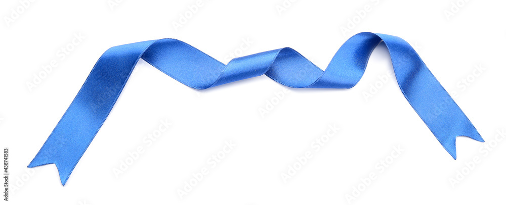 Beautiful blue ribbon on white background