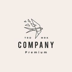 Wall Mural - geometric swallow bird hipster vintage logo vector icon illustration