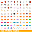 © nsit0108 - 100 animal icons set. Cartoon illustration of 100 animal icons vector set isolated on white background