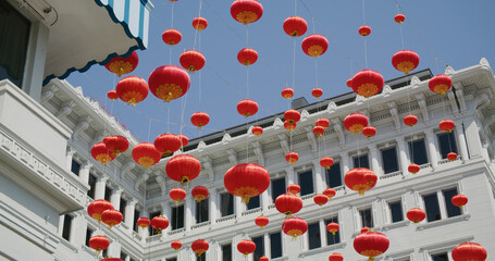 Poster - Red Lantern hanging at outdoor for lunar new year