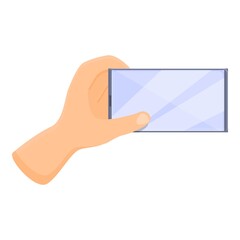 Poster - Hand take photo with phone icon. Cartoon of Hand take photo with phone vector icon for web design isolated on white background