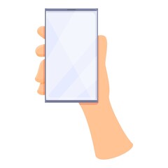 Poster - Hand take phone tu web surf icon. Cartoon of Hand take phone tu web surf vector icon for web design isolated on white background