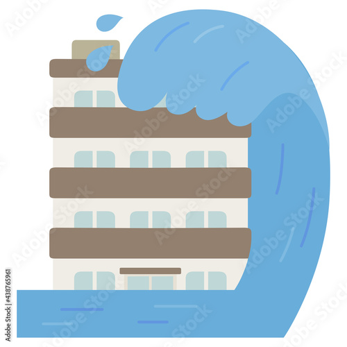自然災害と家のイラスト 津波が来て水害にあったマンション Vector De Stock Adobe Stock
