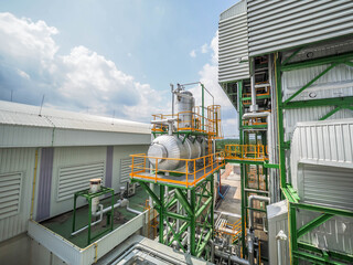 Deaerator systems and green structure platform of boiler systems in biomass power plant.