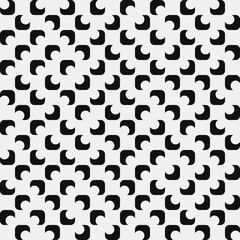 Poster - Black checkered shapes and white circles in corner. Vector checkered grid.