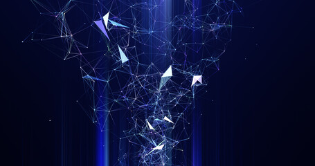 Fototapete - Abstract plexus shape, lines connections background