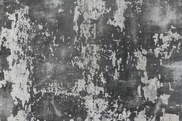 abstract gray painted old wall for background or texture, peeling paint and stucco with cracks like grunge style