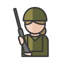 Wall Mural - Female soldier avatar. Army, military character. Profile user, person. People icon. Vector illustration