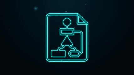Glowing neon line Tile flowchart for program design or process management plan icon isolated on black background. Block diagram. 4K Video motion graphic animation