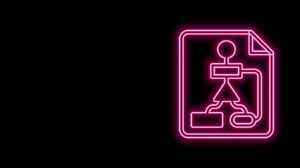 Glowing neon line Tile flowchart for program design or process management plan icon isolated on black background. Block diagram. 4K Video motion graphic animation
