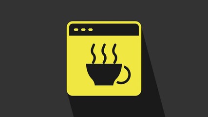 Yellow Software, web developer programming code icon isolated on grey background. Javascript computer script random parts of program code. 4K Video motion graphic animation