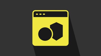 Yellow Software, web developer programming code icon isolated on grey background. Javascript computer script random parts of program code. 4K Video motion graphic animation
