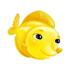 cartoon gold fish swimming illustration