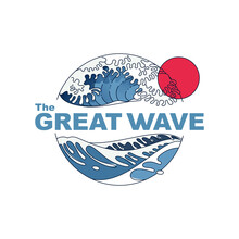 Great Wave Vintage Line Logo Template.