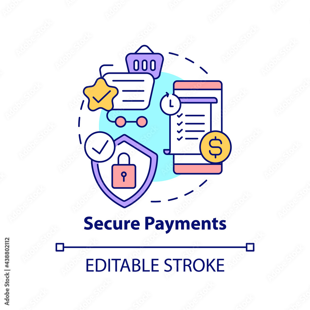 Payment Encryption Icon Vector de Stock Secure payments concept icon. Global marketplaces ...