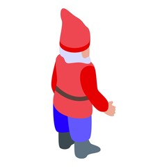 Sticker - Gnome in red coat icon. Isometric of Gnome in red coat vector icon for web design isolated on white background