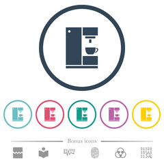 Poster - Coffee machine flat color icons in round outlines