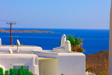 Wall Mural - Traditional chimneys at Mykonos island greece cyclades