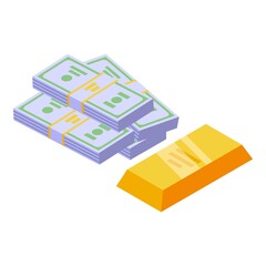 Poster - Cash gold result money icon. Isometric of Cash gold result money vector icon for web design isolated on white background