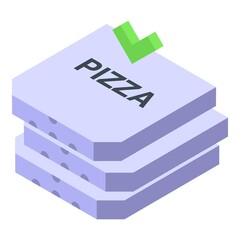 Poster - Pizza boxes icon. Isometric of Pizza boxes vector icon for web design isolated on white background