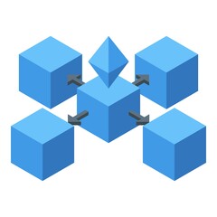 Poster - Block chain ethereum icon. Isometric of Block chain ethereum vector icon for web design isolated on white background