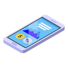 Poster - Block chain smartphone icon. Isometric of Block chain smartphone vector icon for web design isolated on white background