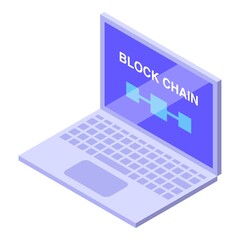 Poster - Block chain laptop icon. Isometric of Block chain laptop vector icon for web design isolated on white background