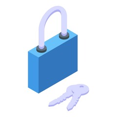 Poster - Block chain padlock icon. Isometric of Block chain padlock vector icon for web design isolated on white background