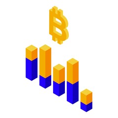Poster - Bitcoin coin bars icon. Isometric of Bitcoin coin bars vector icon for web design isolated on white background