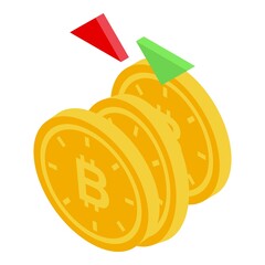 Poster - Bitcoin icon. Isometric of Bitcoin vector icon for web design isolated on white background