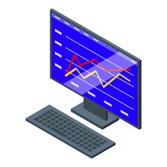 Poster - Bitcoin computer icon. Isometric of Bitcoin computer vector icon for web design isolated on white background