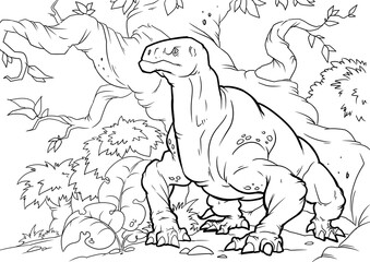 Wall Mural - Coloring book for children with a dinosaur